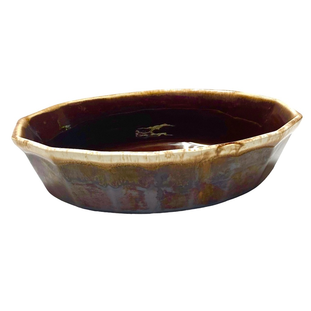 Vintage 1970’s McCoy Brown Drip Glaze Pottery Serving Bowl 10.5”X 7”X 2.5”